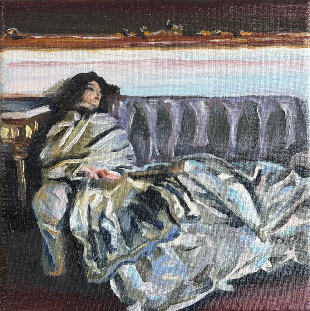 Study inspired by Singer Sargent 1911 Nonchaloir (Repose) Oil ob linnen 20 x 20 cm April 2025